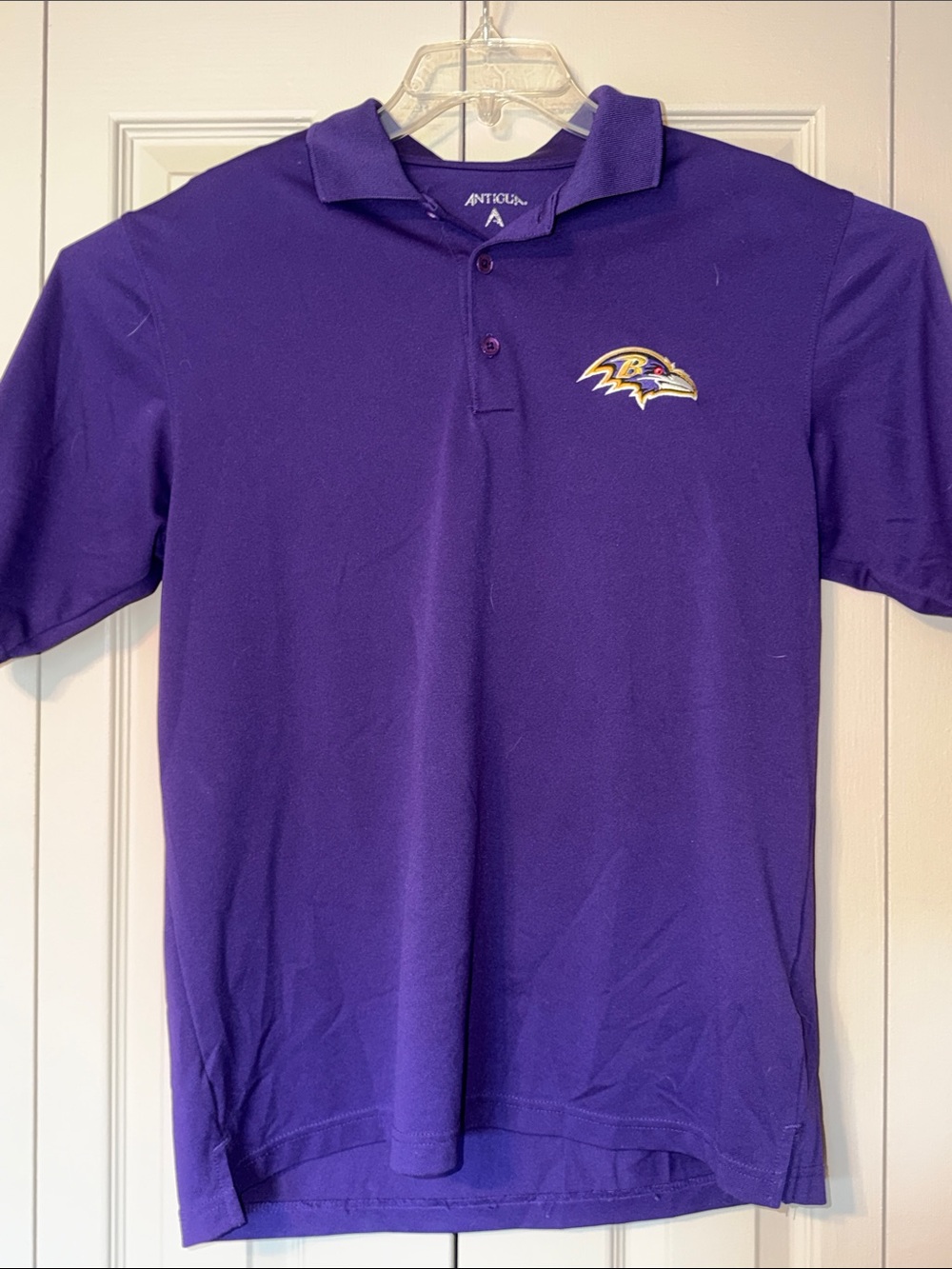 Baltimore Ravens NFL Antiqua Men's Purple Polo Shirt Football Fandom Size Medium